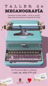 Cartel anunciador del taller de mecanografía.